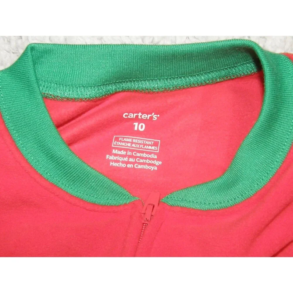 NEW Unisex Sz 10 Footed Soft Fleece Christmas Holiday Reindeer Sleeper CARTERS